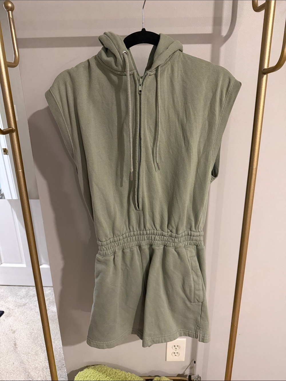 Abercrombie & Fitch Olive Green Hooded Kids One-Piece Romper